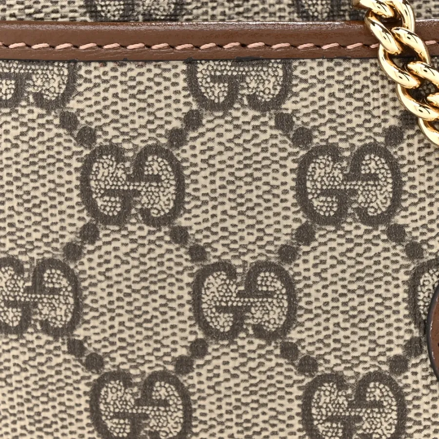 Gucci Small Jackie 1961 Hobo Beige / Ebony Brown Sugar GG Supreme Monogram Canvas & Azalea Calfskin Leather Gold Hardware