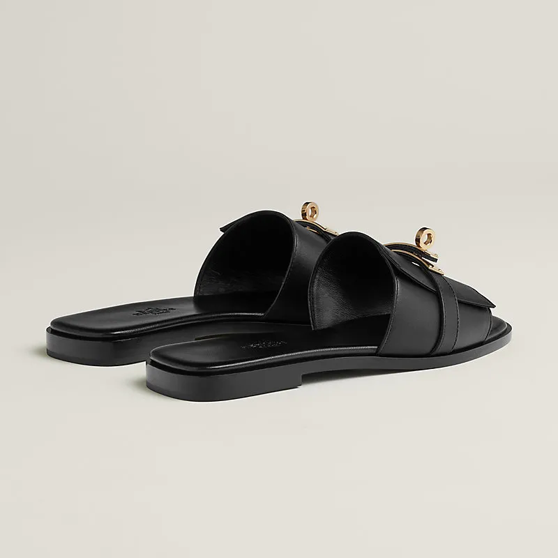 HERMES  Giulia Black Slippers