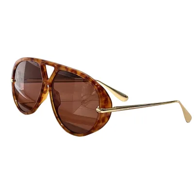 Bottega Veneta glasses leopard/yellow/tawny/black gold/eggplant color Size 63-12-145