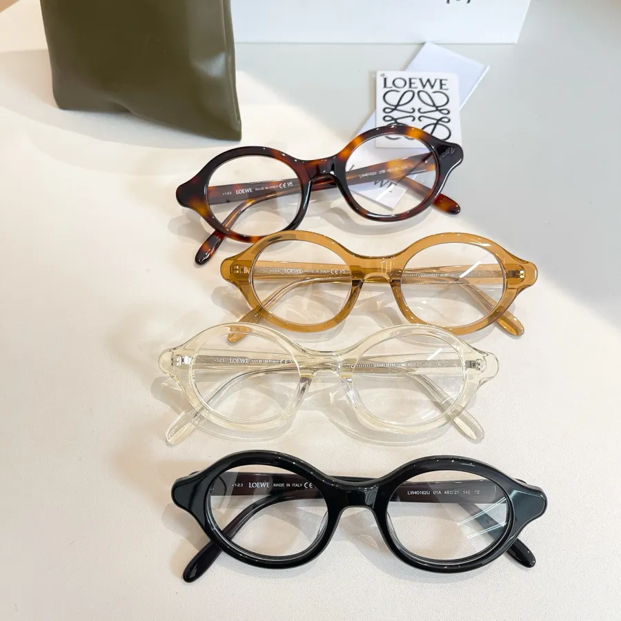 Loewe round frame glasses leopard/tawny/black/transparent color Size 48口21-140
