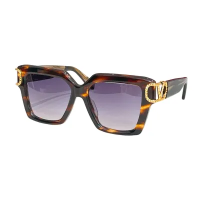 Valentino square frame glasses black/leopard purple/grey purple/black purple/brown purple/grey/black rust/black leopard color Size 54口18-145