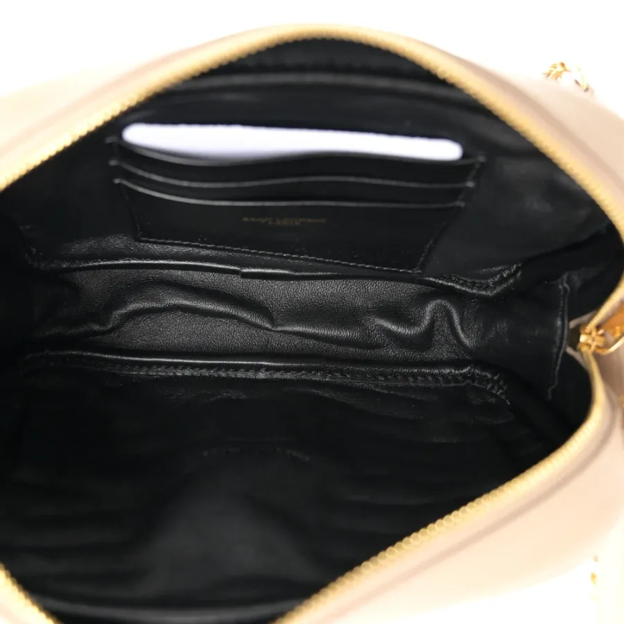 Saint Laurent Mini Lou Camera Bag Dark Beige Monogram Grain De Poudre Matelasse Leather Gold Hardware
