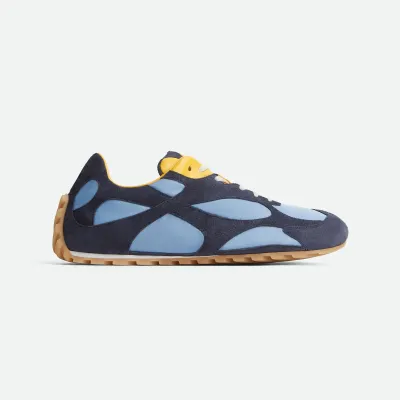 Bottega Veneta Orbit Flash Sneakers In Blue/Ice/Yellow Suede And Nylon Lace-Up Sneaker With Leather Trims