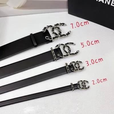 Chanel CC Belt In Black Calfskin With Silver Hardware 20/30/50/70mm