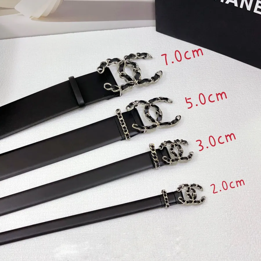 Chanel CC Belt In Black Calfskin With Silver Hardware 20/30/50/70mm