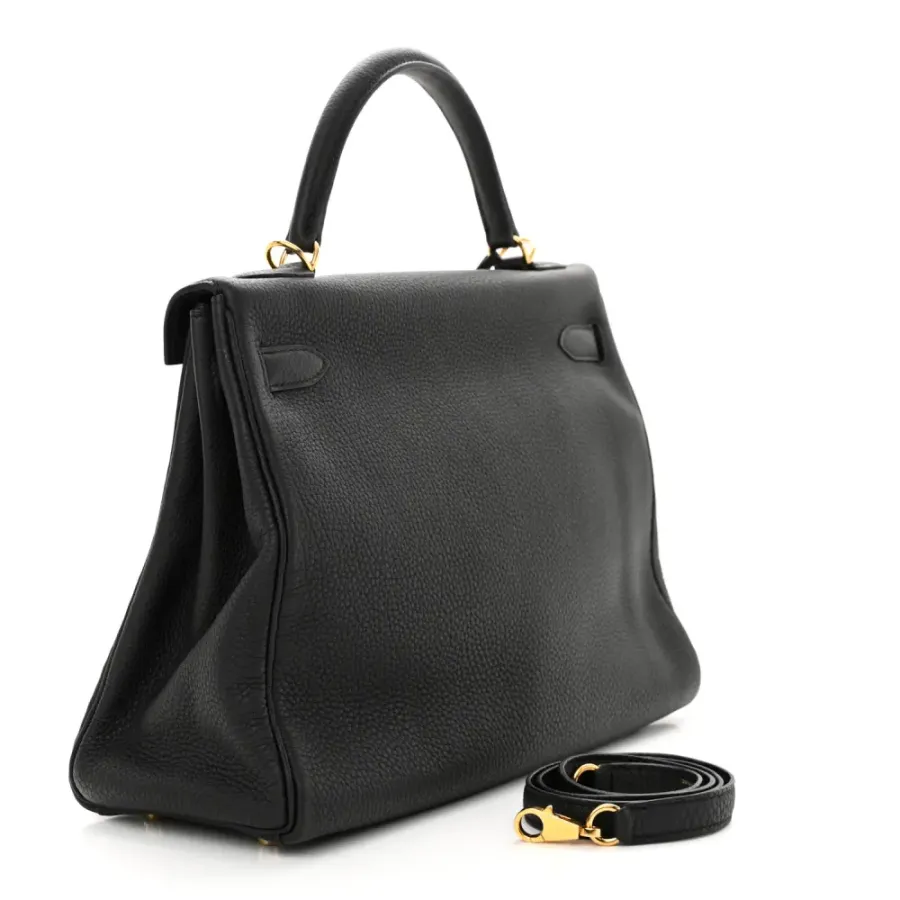 Hermès Kelly Retourne 32 Black Togo Leather Gold Hardware
