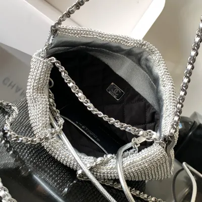 Chanel 22bags Silver Woven Cowhide Shoulder Bags