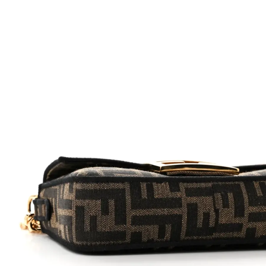 Fendi Mini FF 1974 Baguette Tobacco/Moro/Black Jacquard Fabric Gold Hardware