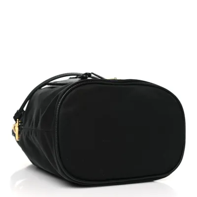 Prada Mini Re-Edition 1978 Bucket Bag Black Re-Nylon & Saffiano Leather Gold Hardware