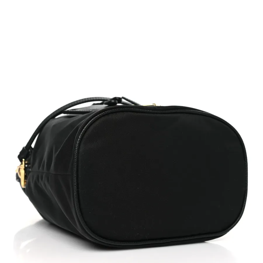 Prada Mini Re-Edition 1978 Bucket Bag Black Re-Nylon & Saffiano Leather Gold Hardware