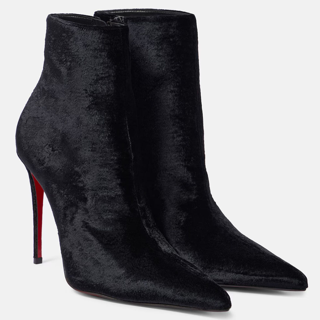Christian Louboutin Botas de camurça pequenas bico fino salto fino preto e nude