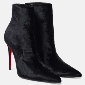 Christian Louboutin Cashmere small pointy toe thin heel black and naked boots