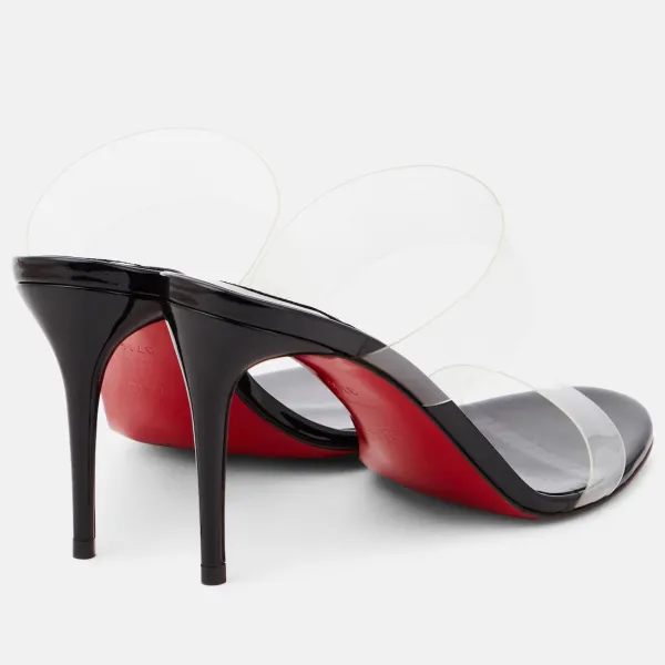 Christian Louboutin Black leather and pvc fabric high-heeled slippers - Image 3