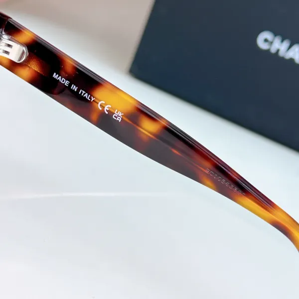 CHANEL square frame pearl glasses leopard-print black color SIZE 54-17-140 - Image 7