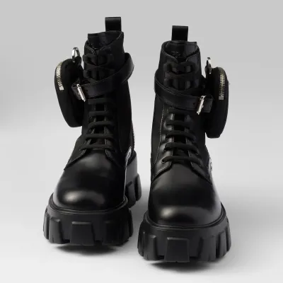 PRADA Black marbled leather boots (with bag)