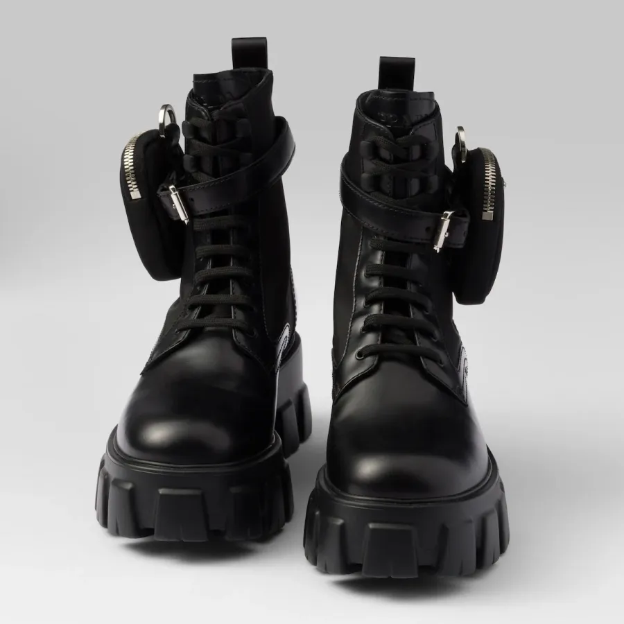 PRADA Black marbled leather boots (with bag)