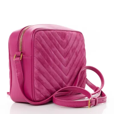 Saint Laurent Medium Lou Camera Bag Rose Monogram Suede Matelasse Leather Aged Gold Hardware