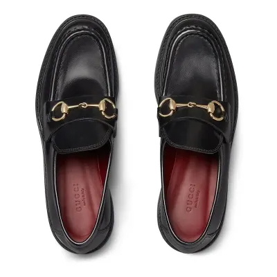 Gucci black thick soled loafers
