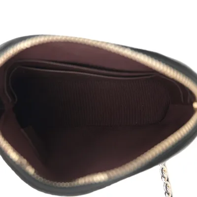 Chanel Classic Clutch With Chain Small Black Quilted Caviar Leather Light Gold Hardware