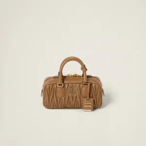 Miu Miu Arcadie matelassé Quilted Lambskin Leather Light Brown Top-Handle Bags