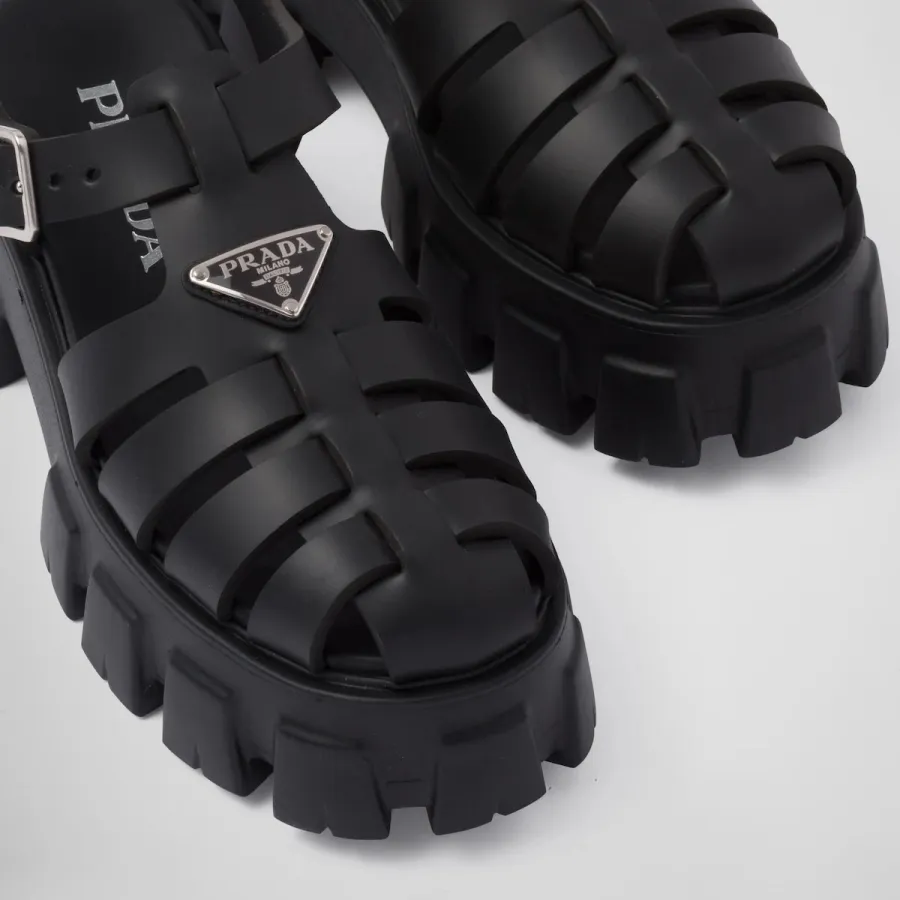 PRADA Black rubber Monolith sandals