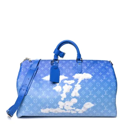 Louis Vuitton Clouds Keepall Bandoulière 50 Blue Monogram Canvas Silver Hardware
