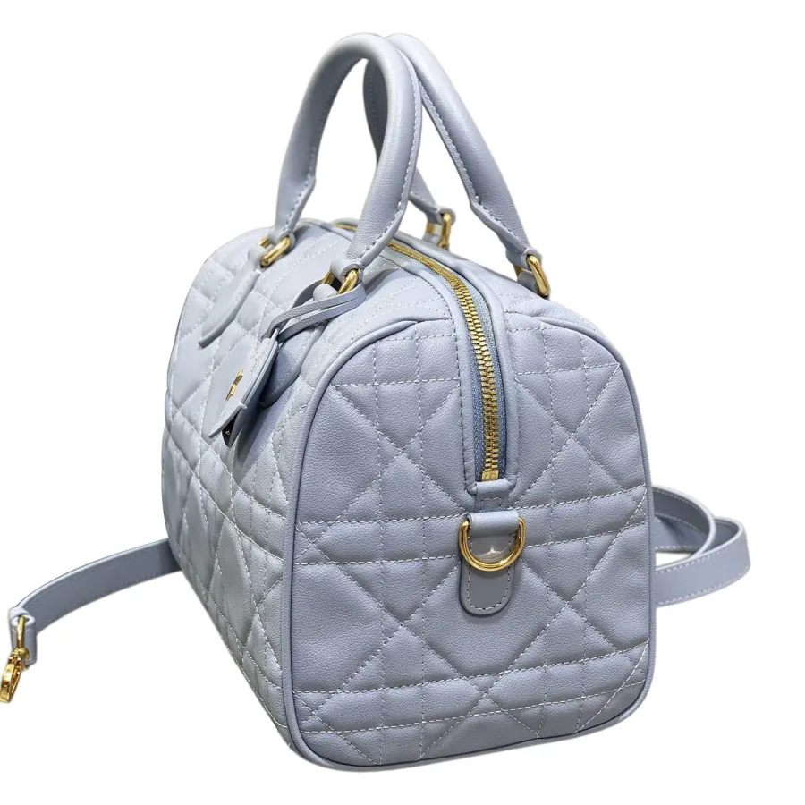 Dior Groove 25 Bag In Ice Blue/White/Pink/Biscuit/Black Macrocannage Calfskin With Gold Hardware