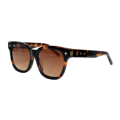 Louis Vuitton square frame glasses black/black gold/leopard/leopard brown color Size 54-17-143