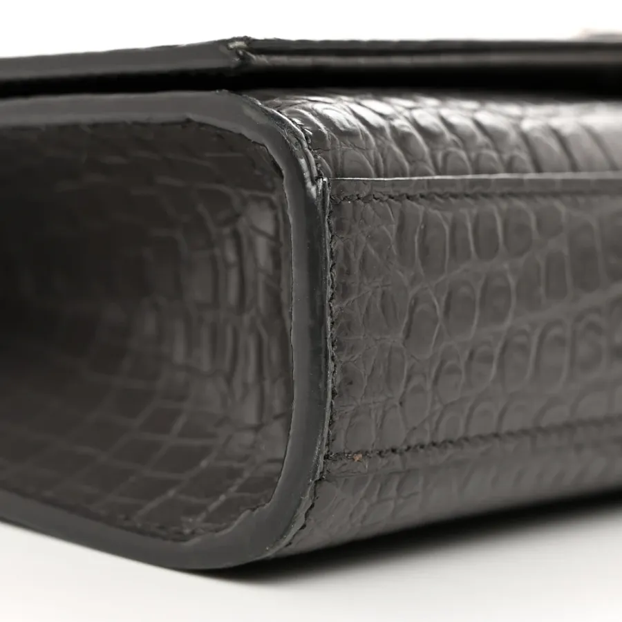 Saint Laurent Medium Kate Tassel Satchel Storm Embossed Classic Monogram Calfskin & Crocodile Leather Silver Hardware