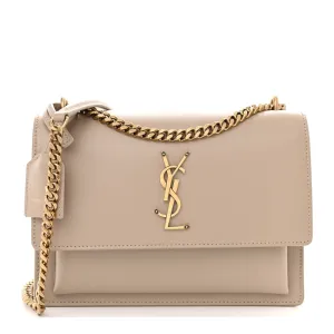 Saint Laurent Medium Sunset Dark Beige Monogram Calfskin Leather Aged Gold Hardware