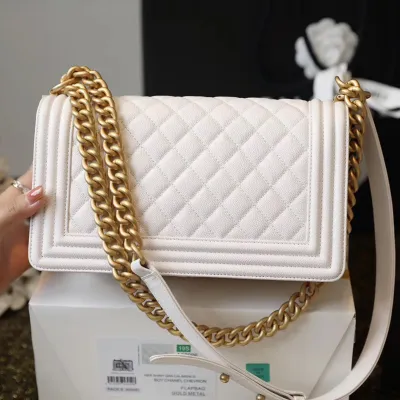 Chanel Lleboy white Quilted Caviar Leather Shoulder Bags Crossbody Bags