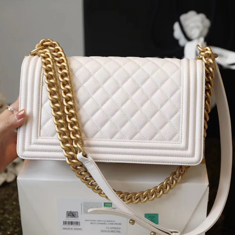 Chanel Lleboy white Quilted Caviar Leather Shoulder Bags Crossbody Bags