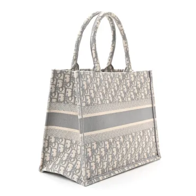 Dior Medium Book Tote Grey Oblique Embroidered Canvas