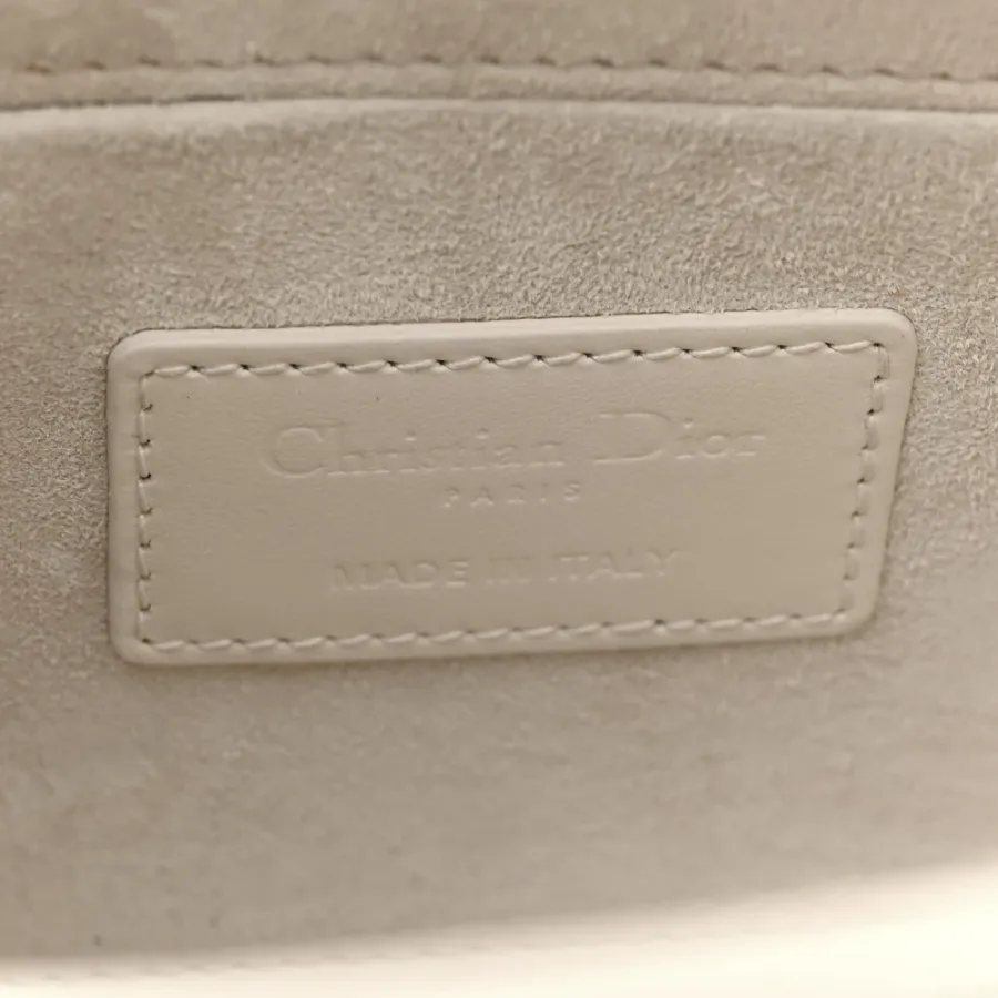 Dior Medium Lady D-Joy Latte Diamond Cannage Calfskin Leather Matte White Hardware