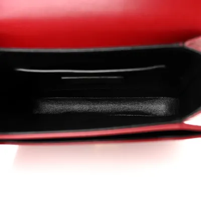 Saint Laurent Medium Solferino Satchel Rouge Opyum Monogram Box Calfskin Leather Brass Hardware