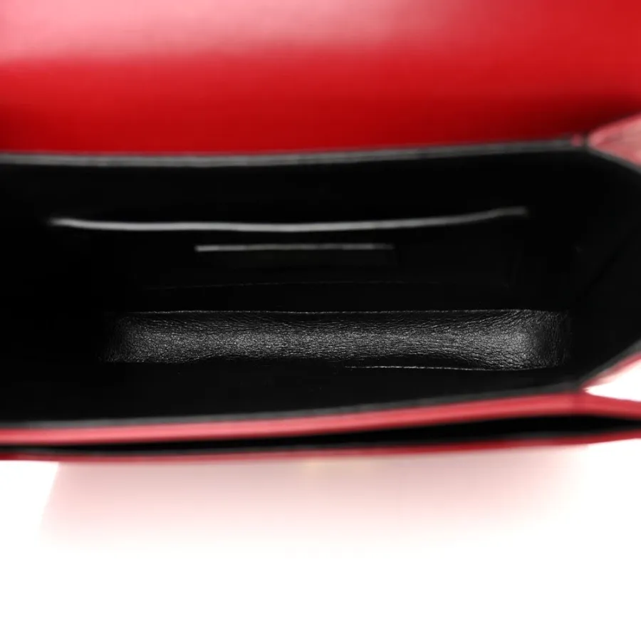 Saint Laurent Medium Solferino Satchel Rouge Opyum Monogram Box Calfskin Leather Brass Hardware