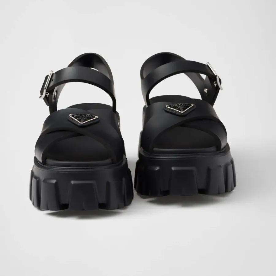 PRADA Black Monolith rubber sandals