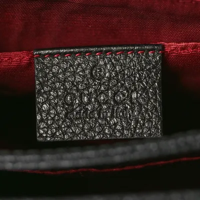 Gucci Small Zumi Shoulder Bag Black Grainy Calfskin Leather Mixed Metal Hardware