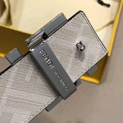 Fendi Men's Squared FF Reversible Belt In Black/Brown Calfskin And White/Brown Monogram Canvas With Gold/Silver Hardware 38mm