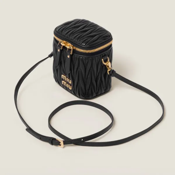 Miu Miu Quilted Lambskin Leather Black Bucket Bags - Image 3