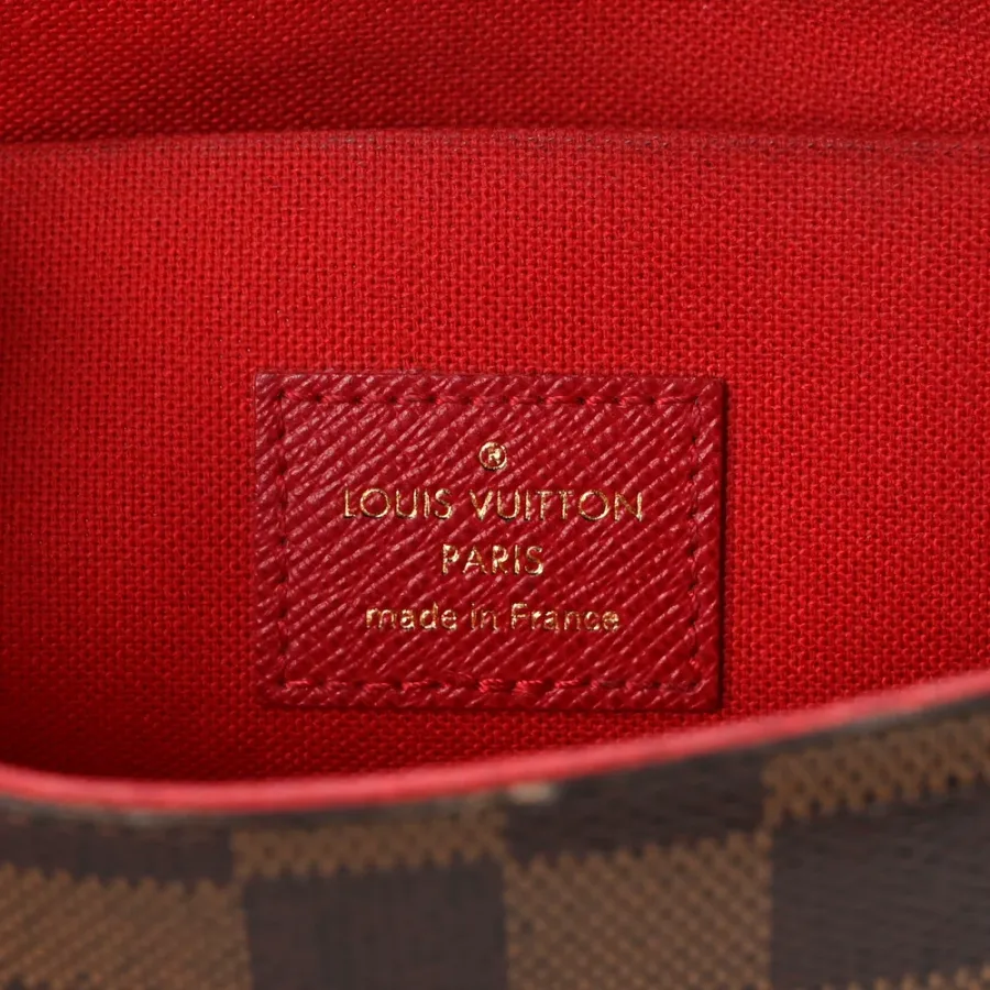 Louis Vuitton Pochette Felicie Chain Wallet PM Damier Ebene Canvas Gold Hardware