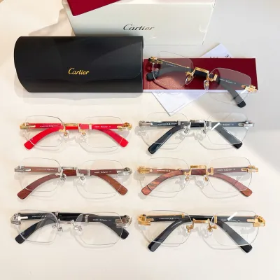 Cartier square frame glasses black blue/brown gold/red gold/black gold/black silver/brown silver color Size 59口15-140