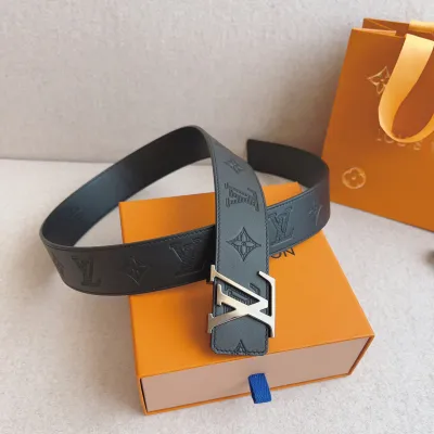 Louis Vuitton Men's Initiales Belt In Black Calfskin With Gold/Silver Hardware 40mm