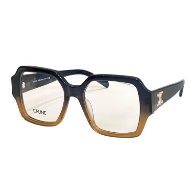 Celine square frame glasses black gold/black silver/leopard/gradient brown/leopard green/black with brown wood grain/black brown color transparent lens Size 53口20-150