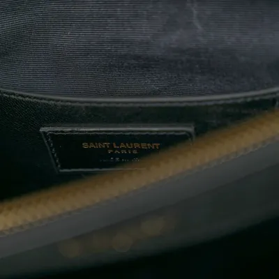 Saint Laurent Large College Satchel Black Chevron Monogram Sheepskin Matelasse Leather Aged Gold Hardware