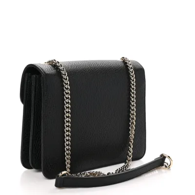 Gucci Small Interlocking G Shoulder Bag Black Dollar Calfskin Leather Gold Hardware