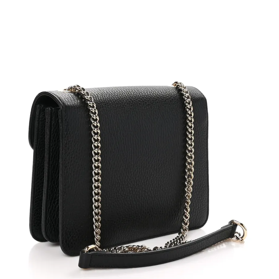 Gucci Small Interlocking G Shoulder Bag Black Dollar Calfskin Leather Gold Hardware