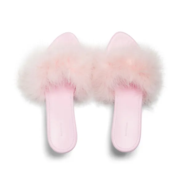 BALENCIAGA 70MM sandals Pink feather slippers - Image 4