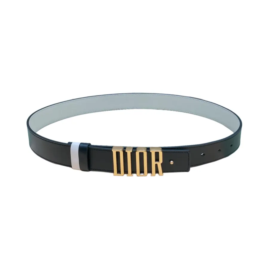 Dior Women' s Montaigne DIOR Buckle Belt In Brown/Black/White Calfskin With Gold/Silver Hardware 30mm