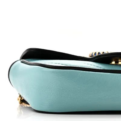 Gucci Mini Diagonal Super Torchon GG Marmont Shoulder Bag Azalea Multicolor Enamel Calfskin Matelassé Leather Gold Hardware